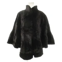 バルマン BALMAIN PIERRE BALMAIN ジャケット ファーポンチョ ケープ フリル シェアードミンク 毛皮 茶 ブラウン /AO15 ■GY18のサムネイル