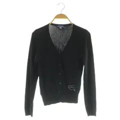 バーバリー ロンドン BURBERRY LONDON Vネック カーディガン ニット 長袖 コットン 38 ブラック /MY ■OS