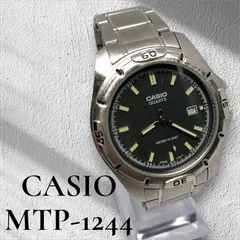 CASIO カシオ MTP-1244 デイト ラウンドフェイス 文字盤 ブラック クォーツ メンズ 腕時計 稼働品 電池新品交換済