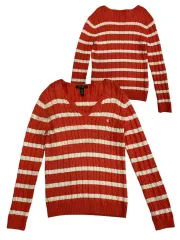 ローレン Ralph Lauren ストライプ Vネック ニット L