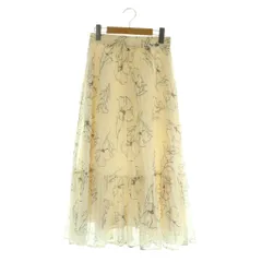 ジャスグリッティー JUSGLITTY ラインフラワープリーツスカート ロング シフォン 1 アイボリー /MY ■OS