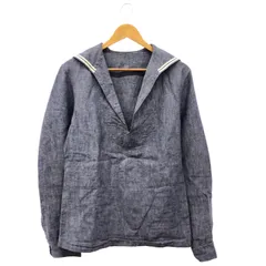 古着 ① セーラーカラーリネンブラウス レディース ネイビー ー