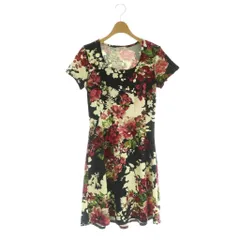 フィフィーユ fifilles フラワー柄ワンピース 膝丈 黒 白 赤 緑 /MI ■OS