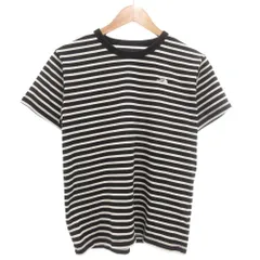 ザノースフェイス THE NORTH FACE Tシャツ カットソー ロゴ刺繍 半袖 ボーダー柄 L 白 ホワイト 黒 ブラック /YJ