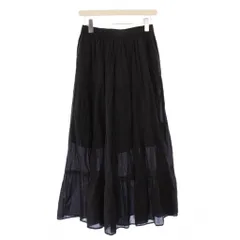 グリーンレーベルリラクシング ユナイテッドアローズ green label relaxing ティアードスカート フレア イージー ミモレ ロング ウエストゴム ワンカラー F チャコールグレー /BB