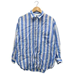 H&M (エイチアンドエム) ▲ ① リネンストライプシャツ レディース ブルー S