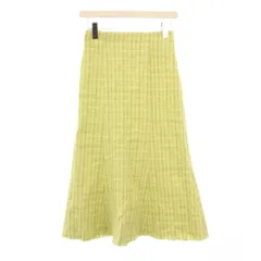 ミラオーウェン Mila Owen フレアスカート ミモレ ロング ツイード ワンカラー 00 黄緑 ライトグリーン /BB