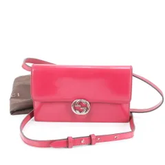 極美品 グッチ インターロッキング G レザー ショルダー ウォレット 長財布 斜め掛け 369664 レディース RUE DD35-8【中古】