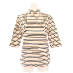 バーバリーゴルフ BURBERRY GOLF カットソー Tシャツ 七分袖 M ベージュ ボーダー柄 ハイネック /RR