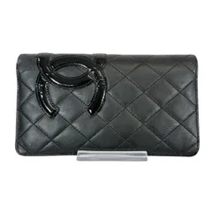 【人気・美品】CHANEL シャネル ラムスキン カンボンライン マトラッセ ココマーク エナメル フラップ ロング ウォレット 二つ折り長財布 15番台 シルバー金具 ブラック 黒色 ピンク レザー 本革 メンズ レディース 2012年製