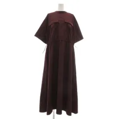 ケイビーエフ KBF アーバンリサーチ ワンピース 1 半袖 マキシ ロング丈 ウエストギャザー ポケットデザイン ボルドー /NU