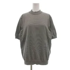 ユナイテッドアローズ UNITED ARROWS カットソー L ボーダー柄 半袖 ハイネック ダークグリーン 白 ホワイト /NU