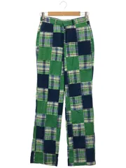 ー ■ ① 古着チェックパンツ レディース グリーン ー