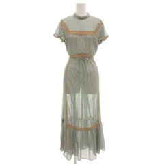 リリーブラウン Lily Brown 美品 ワンピース F マキシ ロング 半袖 花柄 カーキ /AE