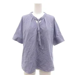 グリーンレーベルリラクシング ユナイテッドアローズ green label relaxing 美品 ボウタイプルオーバー カットソー 半袖 ストライプ柄 青 ブルー 白 ホワイト /YJ