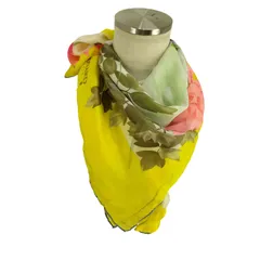 レオナール LEONARD シルク100％ 花プリント スカーフ レディース 表記無 