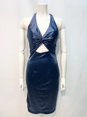 2039 Veautt ヴュート キャバクラ ドレス サテン ホルターネック ミディ タイト ウエストカット サイドジップ キャバドレス S