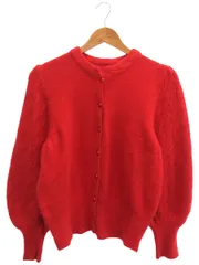 古着 ④ モヘアクルーカーディガン レディース レッド FREE