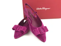 未使用　サルヴァトーレ フェラガモ　Ferragamo　VIVA　パンプス　バックストラップ　スエード　パープル　6D　23.3cm位　ヒール高2.0cm　箱付　送料無料
