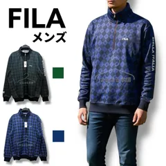 訳あり／B級品／未使用／タグ付き／FILA／フィラ／メンズ／ゴルフ／スポーツ／ウェア／長袖／総柄／派手／ハーフジップ／トップス／高級感／上品／緑／グリーン／ブルー／青／L／3L