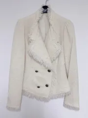 アイボリー ツイード ジャケット / 55 サイズ ショートジャケット 春 秋 ジャケット
