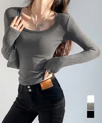 長袖Tシャツ ショート丈 Uネック