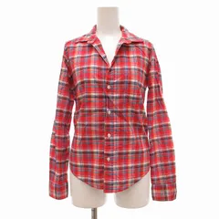 フランク&アイリーン Frank&Eileen BARRY 開襟シャツ チェック 長袖 XXS 赤系 /UO ■GY45