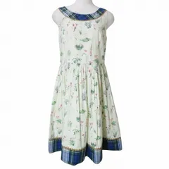 ロイスクレヨン Lois CRAYON ワンピース ひざ丈 花柄 チェック 13001510 ノースリーブ チュール M アイボリー マルチカラー X