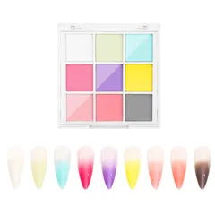 【新着商品】ミラーパウダー 固形 ネイルパウダー 9色 パレット ミラーネイル パウダー ネイルアート レジン ジェルネイル メタリックネイルパウダー チップ付き (A)