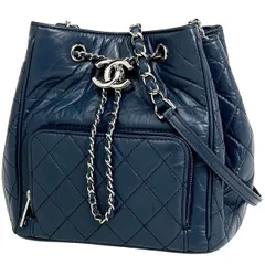 シャネル CHANEL ココマーク チェーン ショルダーバッグ マトラッセ 巾着型 ショルダーバッグ レザー ブルー レディース 【中古】