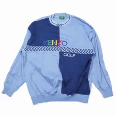 ケンゾー KENZO GOLF スウェット トレーナー 長袖 クルーネック ロゴ 刺繍 切替 カットソー プルオーバー 5 青系/1YBA11 メンズ