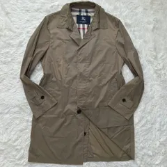 【極美品/LL】BURBERRY LONDON バーバリーロンドン ステンカラーコート ロングコート アウター ジャケット 三陽商会 メガノバチェック ベージュ ペールカーキ フォーマル ビジネス カジュアル 通勤 通学 入学式 入園式 卒園式 卒業式 メンズ