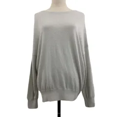 インディヴィ INDIVI セーター ニット プルオーバー ラウンドネック 無地 ラメ カシミヤ混 長袖 38 グレー