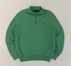 ポロ ラルフローレン ハーフジップ ワッフル コットン ニット グリーン