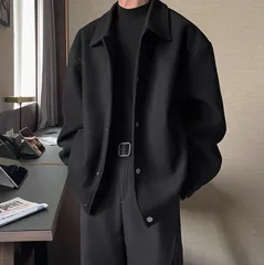 メンズ ジャケット アウター フルジップ 厚手 ブラック グレー 無地 ストリート  トレンド 防寒 秋冬 上着 ブルゾン シンプル カジュアル 大人コーデ 人気 定番 羽織り