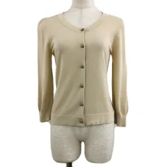 エムプルミエ M-Premier カーディガン ニット クルーネック 無地 薄手 七分袖 36 ベージュ