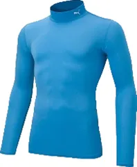プーマ PUMA サッカー コンプレッション モックネック メンズ 男性 ロングスリーブ シャツ アンダーシャツ インナー 長袖 トップス 着圧素材 部活 練習 トレーニング ジム 新入生  656331 12 サックス×ホワイト