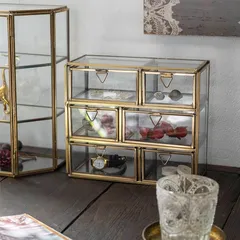 アンティークなチェスト型のガラスBOX 小物入れ ジュエリーケース