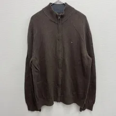 TOMMY HILFIGER フルジップ ニット カーディガン ブラウン【メンズXL】