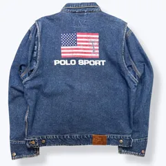 【Special】 90s POLO SPORT RALPH LAUREN Denim Jacket 【XL】 90年代 ラルフローレン ポロスポーツ デニム ジャケット カバーオール 星条旗 Gジャン 白タグ 旧タグ 古着 ヴィンテージ トラッカー