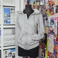 DIESEL パープル オーバロック スタッズ スリムフィット フードジップアップ