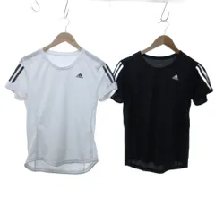 アディダス adidas スポーツウエア Tシャツ カットソー 半袖 ロゴプリント 2点セット おまとめ 白 ホワイト 黒 ブラック L M