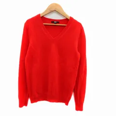 ユニクロ UNIQLO カシミヤVネックセーター ニット 長袖 無地 M オレンジ 408717 /HO29
