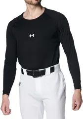 アンダーアーマー UNDER ARMOUR 野球 ヒートギア コンフォート フィッティド ロングスリーブ クルーネック シャツ メンズ 長袖 アンダーシャツ インナー 吸汗速乾 ベースボール トレーニング  1384731 001 BLACK