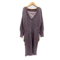 ジルバイジルスチュアート JILL by JILLSTUART ニットワンピース ロング丈 長袖 ラビットファー FR 紫 パープル /SY48