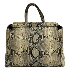 FURLA(フルラ) ハンドバッグ - ライトブラウン×黒 型押し加工 レザー