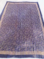 G208アジャラク グドゥリー アジュラック マルチカバー マット ラグ ヴィンテージ カンタ刺繍 ボロ インド ビンテージ BORO アンティーク シャビーシック ラリーキルト 手縫い 刺し子 刺子 古布 アジュラク ネイビー 紺  ファブリック