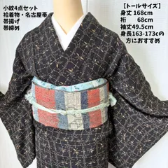 【トールサイズ】小紋4点セット 裄68cm 身丈168cm | 初心者さんにおすすめ｜相談歓迎｜カジュアル着物