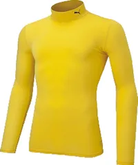 プーマ PUMA サッカー コンプレッション モックネック メンズ 男性 ロングスリーブ シャツ アンダーシャツ インナー 長袖 トップス 着圧素材 部活 練習 トレーニング ジム 新入生  656331 07 サイバー イエロー×プー