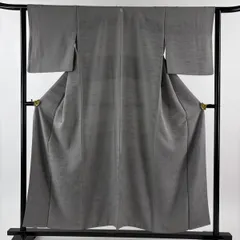 色無地 身丈152.5cm 裄丈62cm S 袷 草花 地紋 灰色 正絹 秀品 一つ紋 【中古】